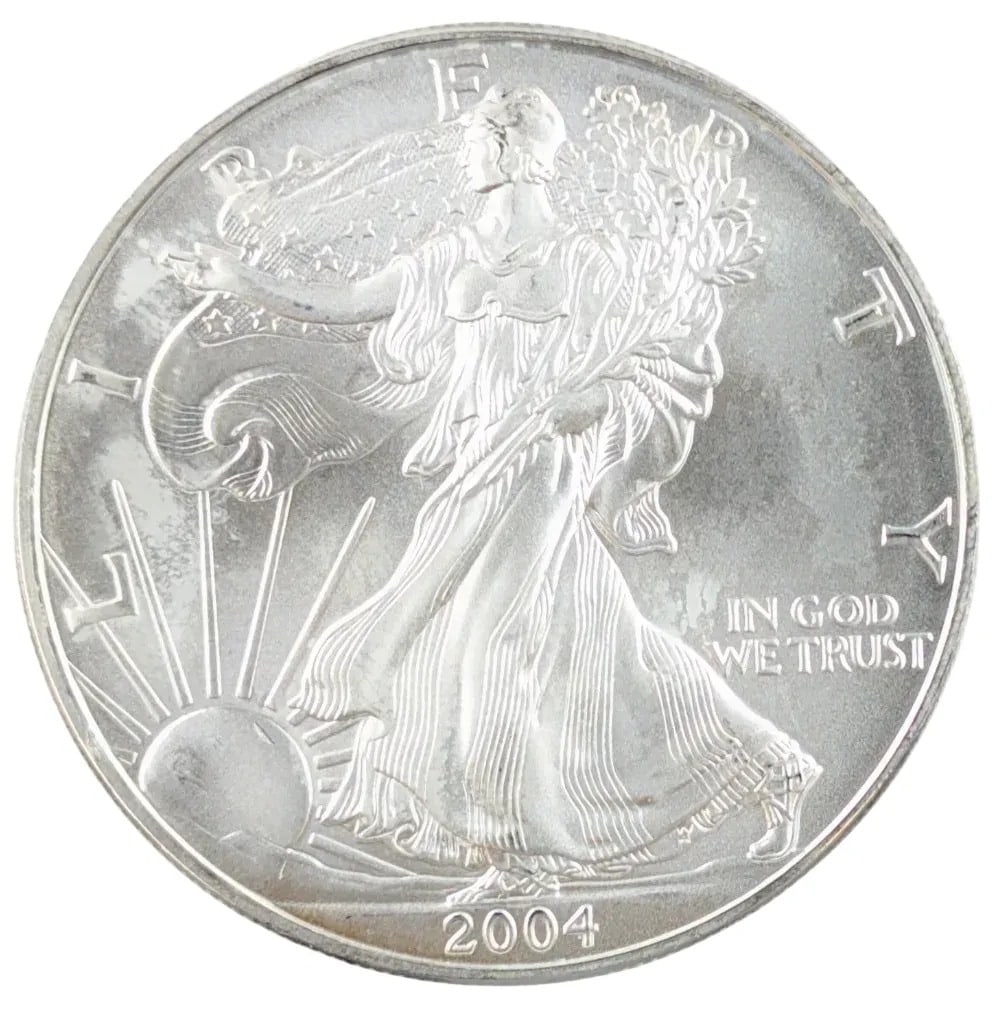 2004 American Silver Eagle- Colorized Reverse of the Pemaquid Point Lighthouse: _
