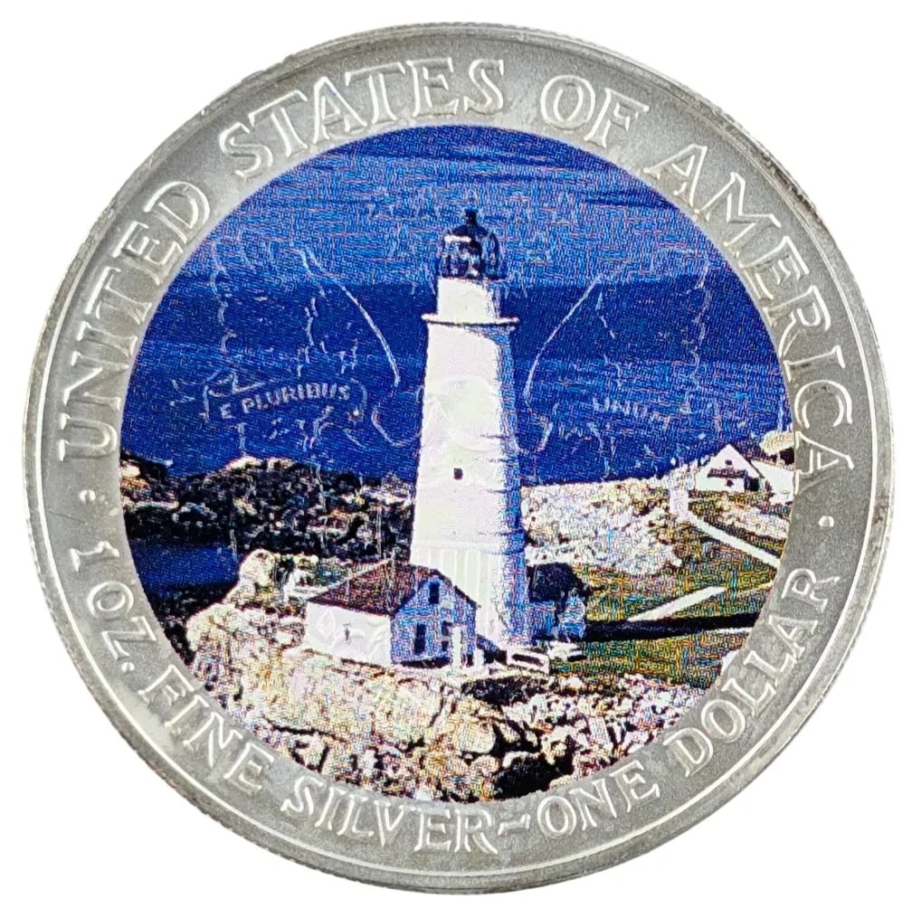 2004 American Silver Eagle- Colorized Reverse of the Pemaquid Point Lighthouse - 2
