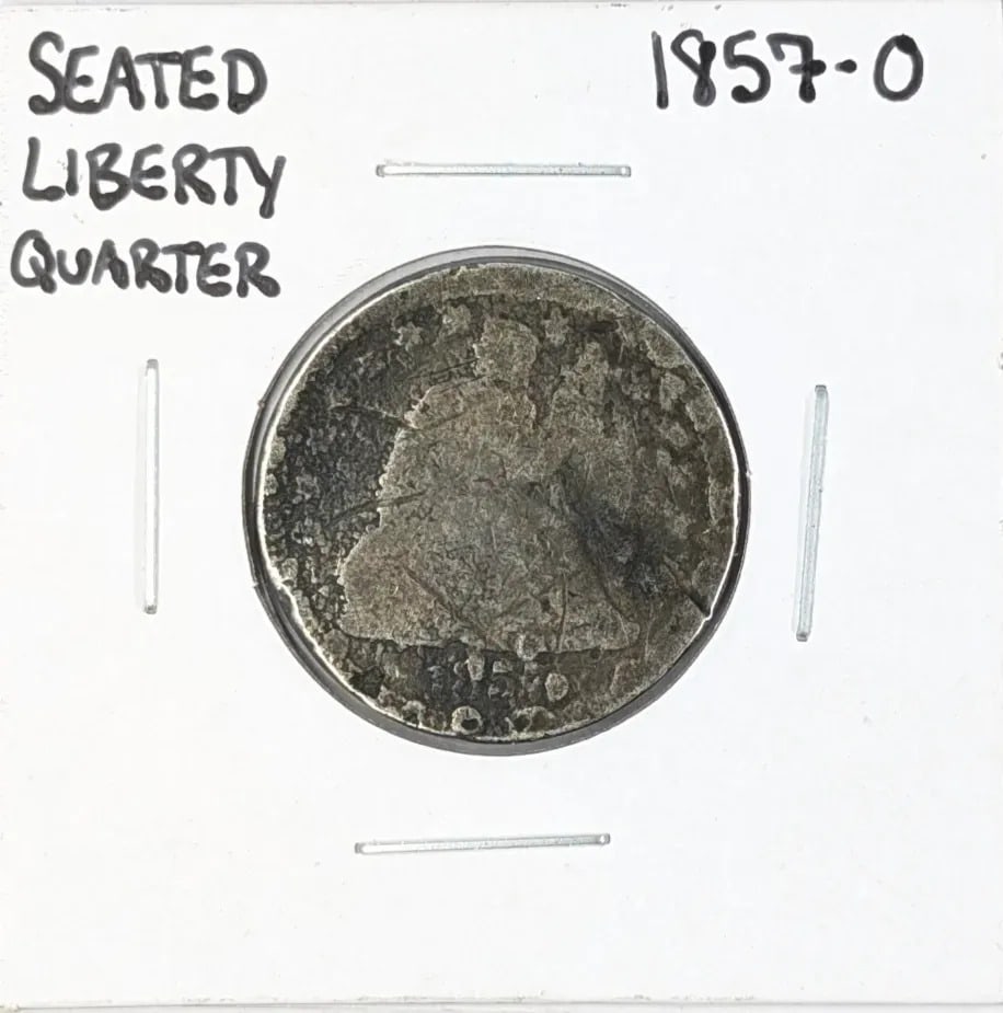 1857-O Silver Seated Liberty Quarter: _