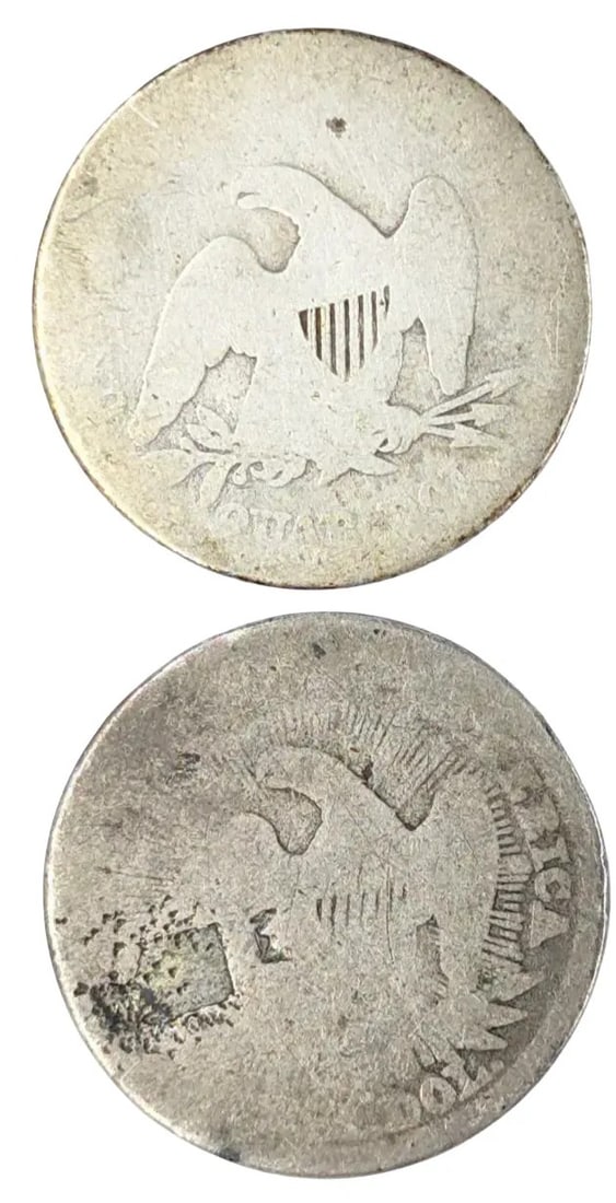 Lot of 2 Silver Seated Liberty Quarters - 2