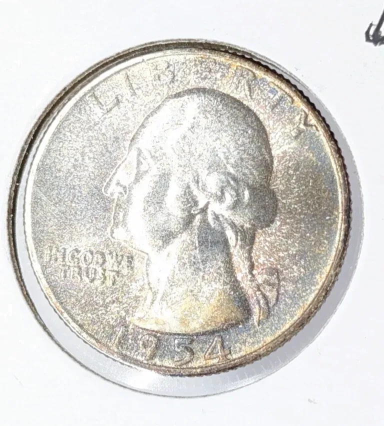 1954 Silver Washington Quarter- Toned - 3