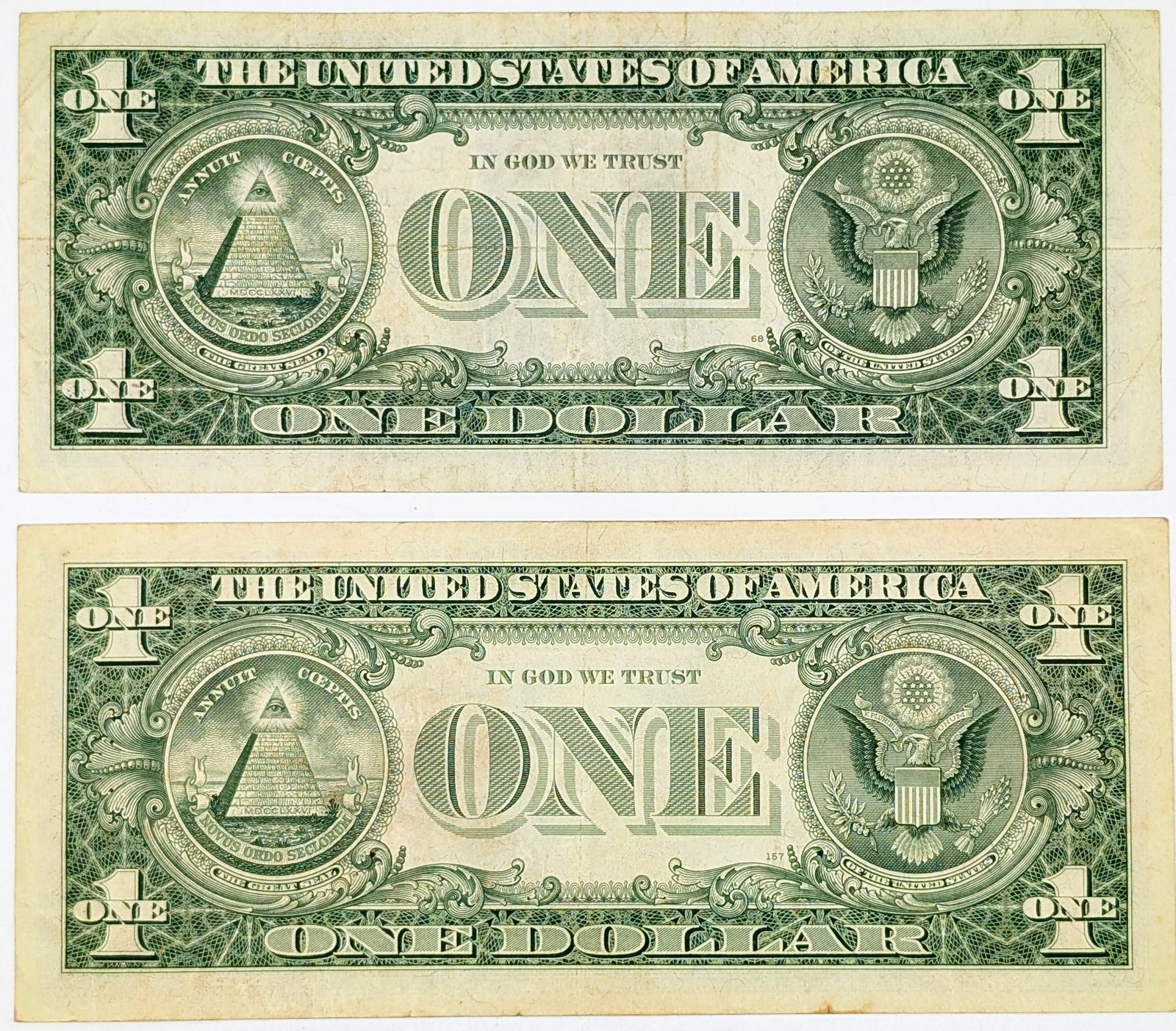 Lot of 2 1957 $1 Notes - Silver Certificates - 2