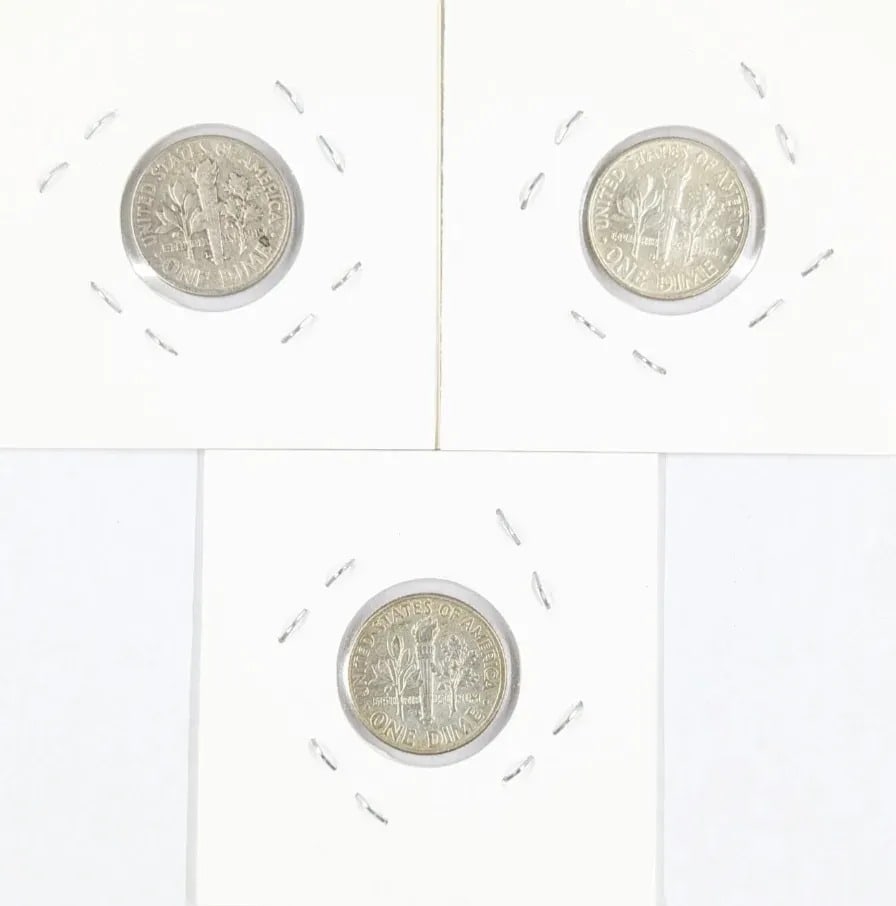 Lot of 3 Silver Roosevelt Dimes - 1962-D(2), 1963-D - 2