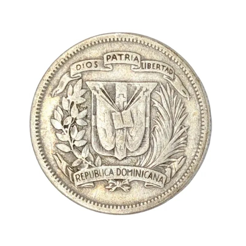 1947 Silver Dominican Republic 25 Centavos - 2