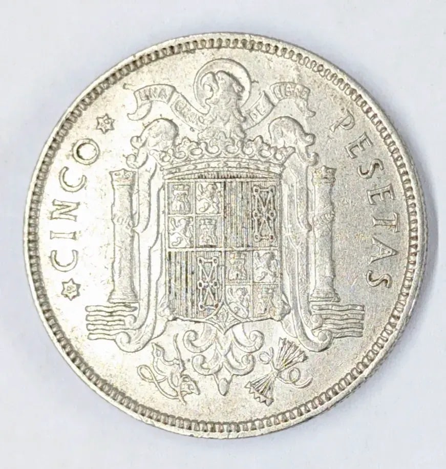 1949 Spain 5 Peseta Coin - 2