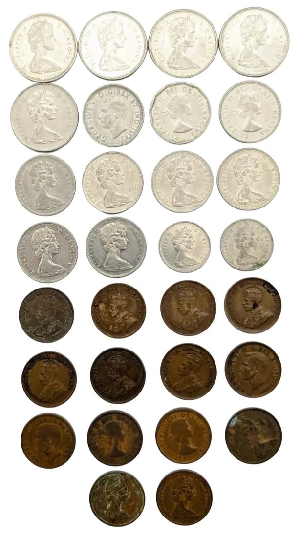 Large Lot of Canadian Quarters, Nickels, Dime, & Pennies- 1969-1975 - 2