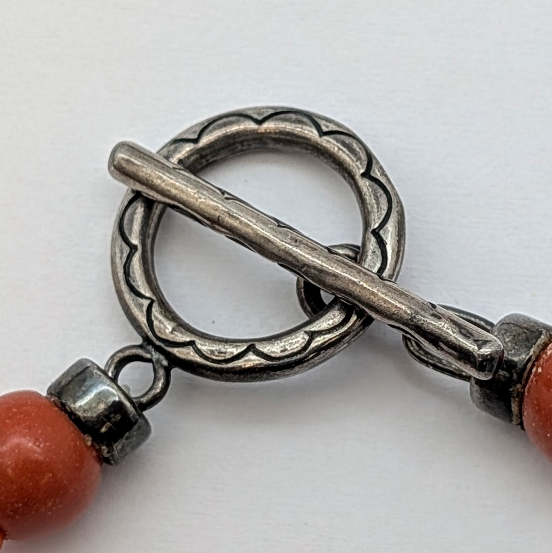 Vintage Ethnic Statement Necklace Featuring Coral and Turquoise Beads w/ Sterling Silver Clasp - 4