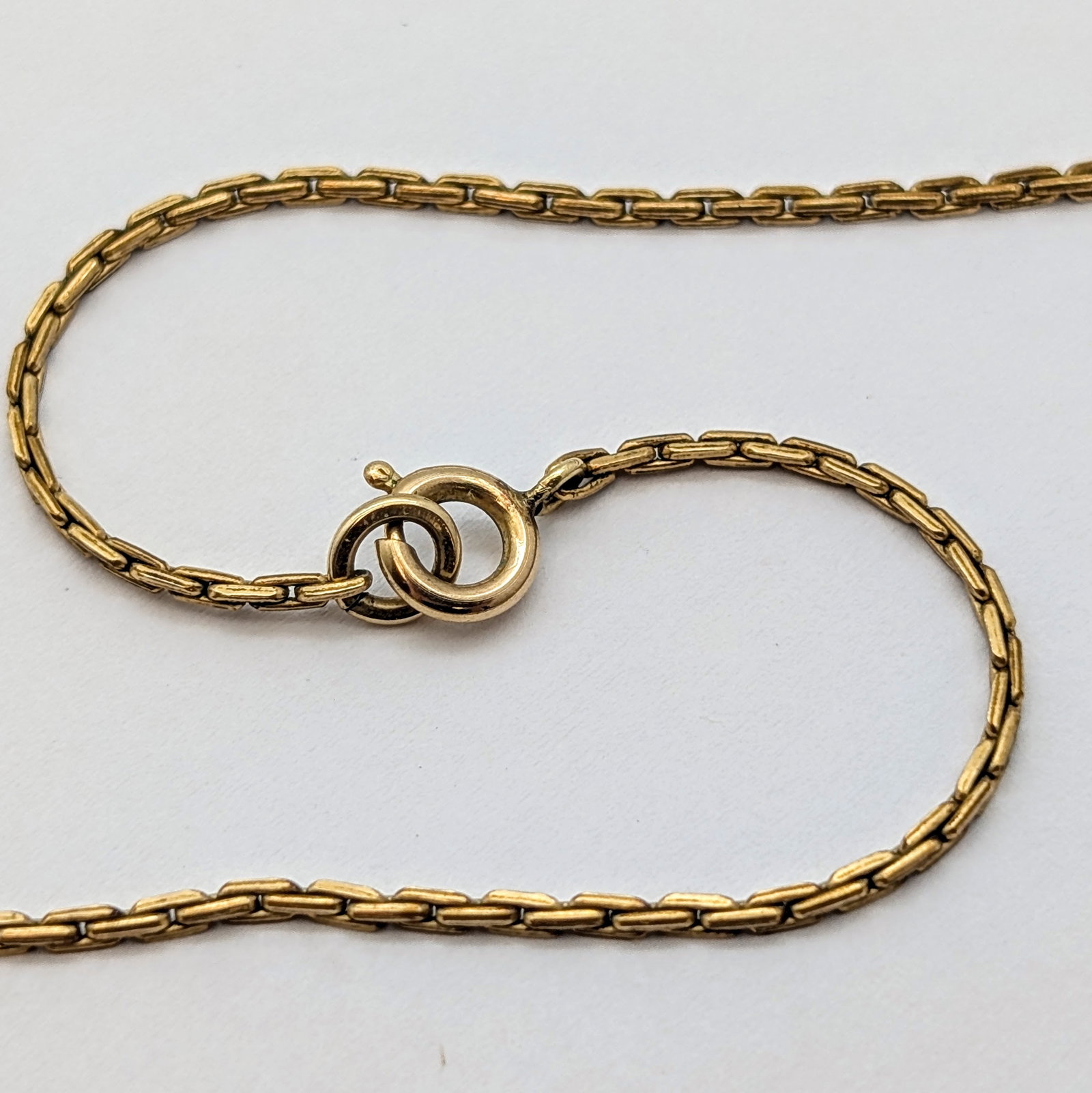 Classic Gold Filled Necklace w/ Dark Green Disc Ring Pendant - 4