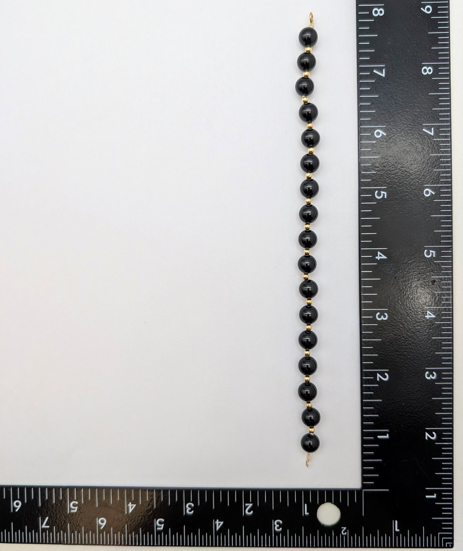 Classic 14k Gold and Black Onyx Beaded Bracelet - 6