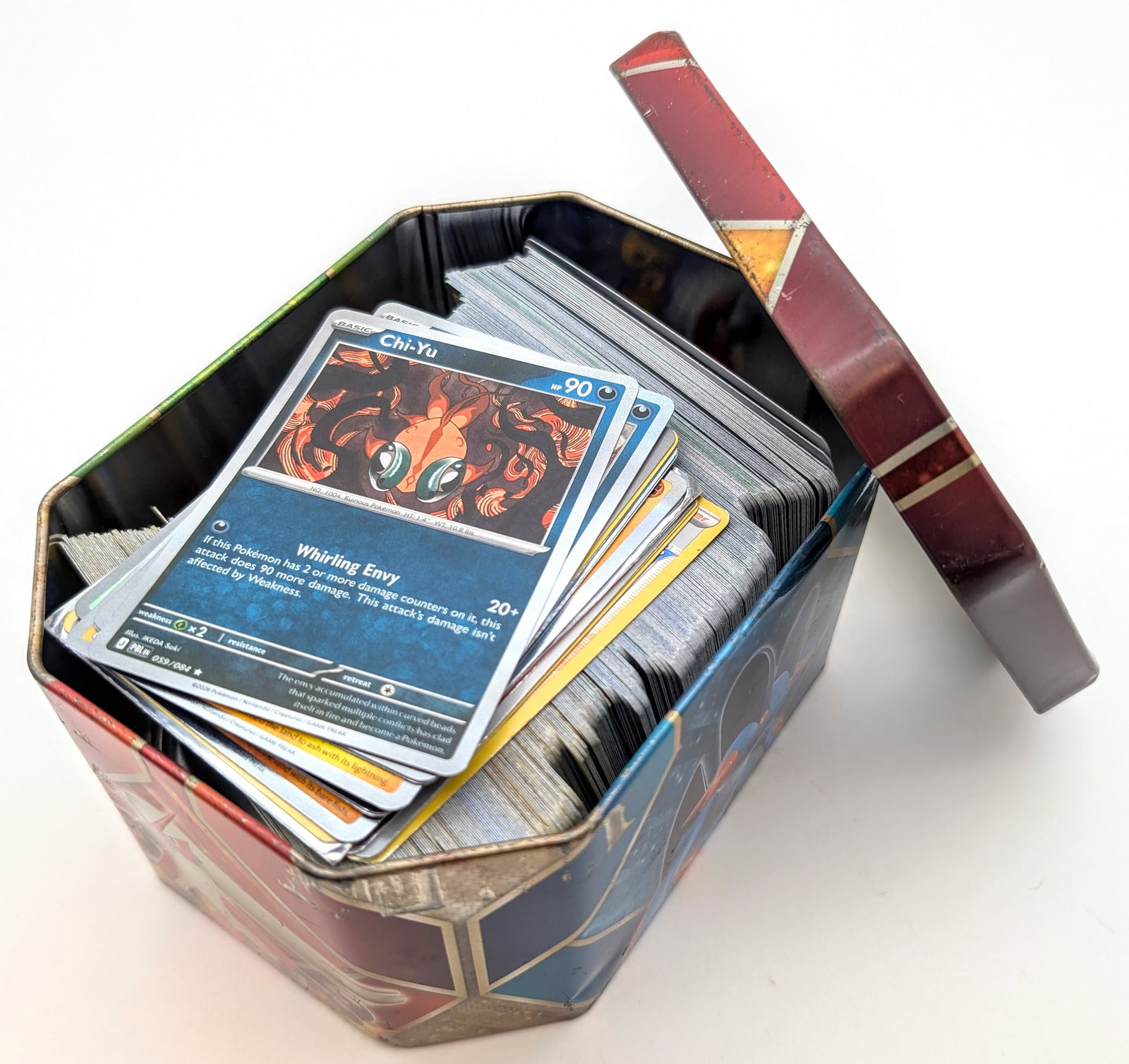 Large Lot of Pokemon Trading Cards w/ Tin Box: _