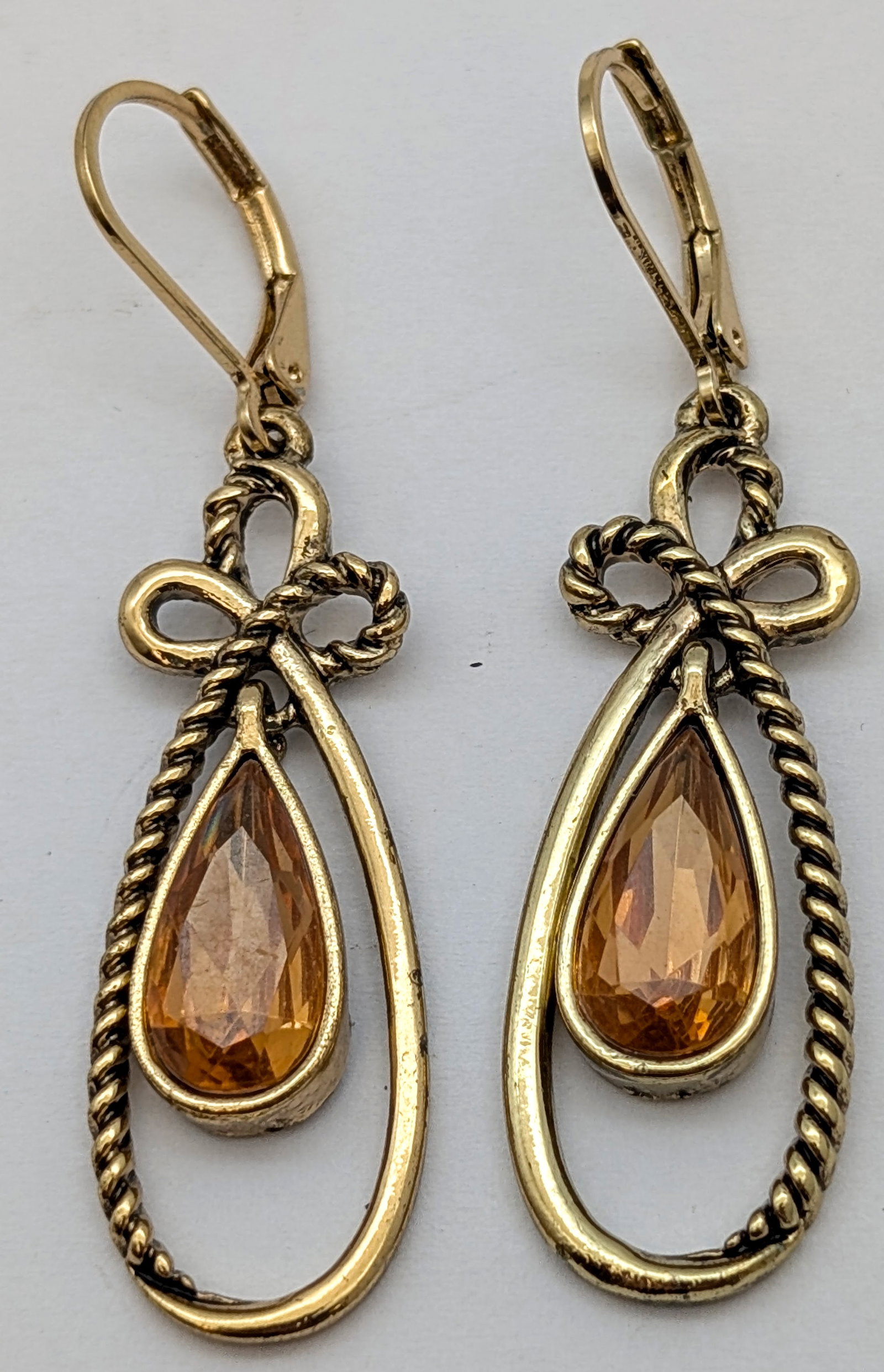 Lot of 2 Napier Earrings- Gold Toned w/ Orange Stone, Silver Toned w/ Blue Stones - 2