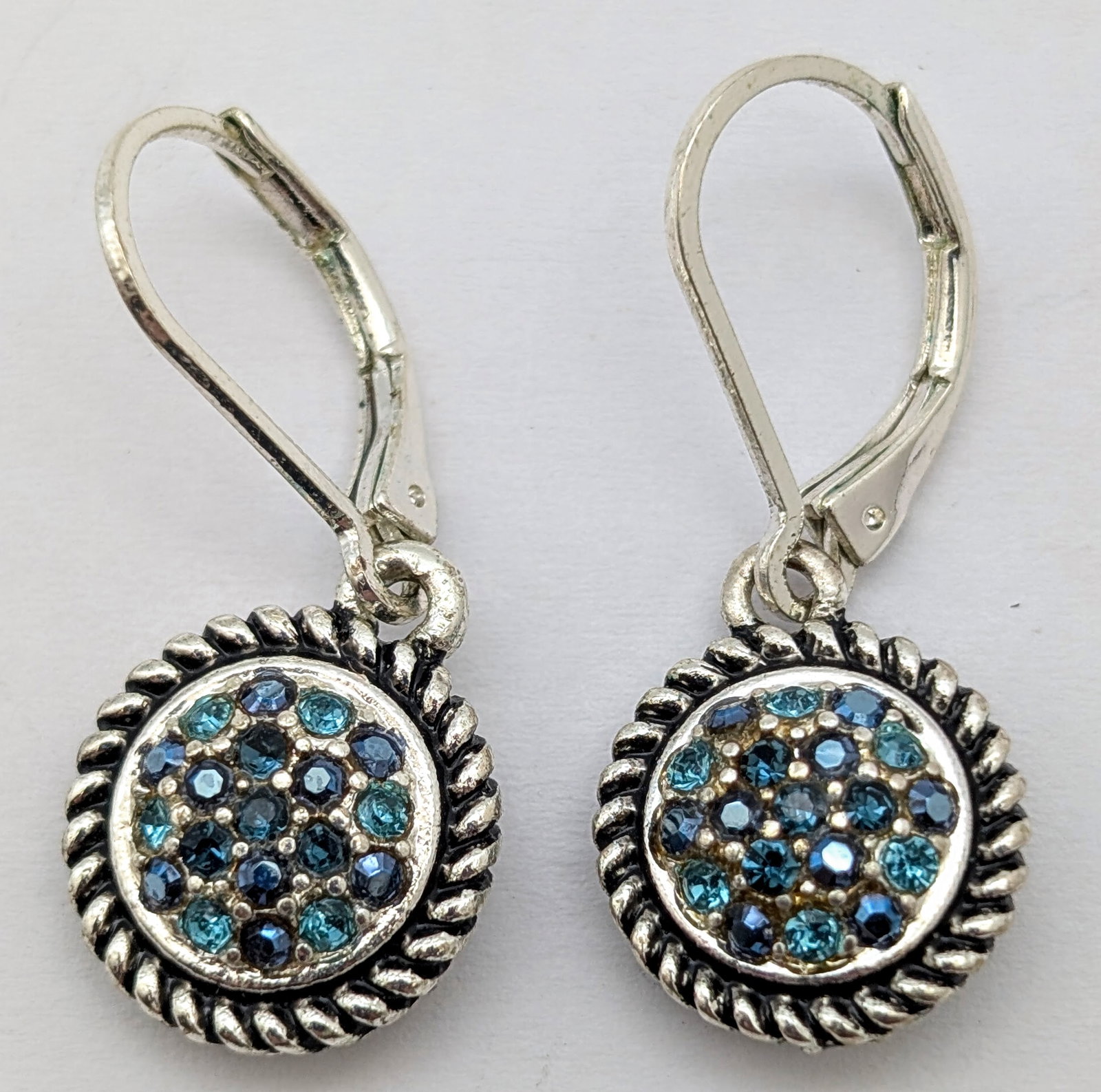Lot of 2 Napier Earrings- Gold Toned w/ Orange Stone, Silver Toned w/ Blue Stones - 4