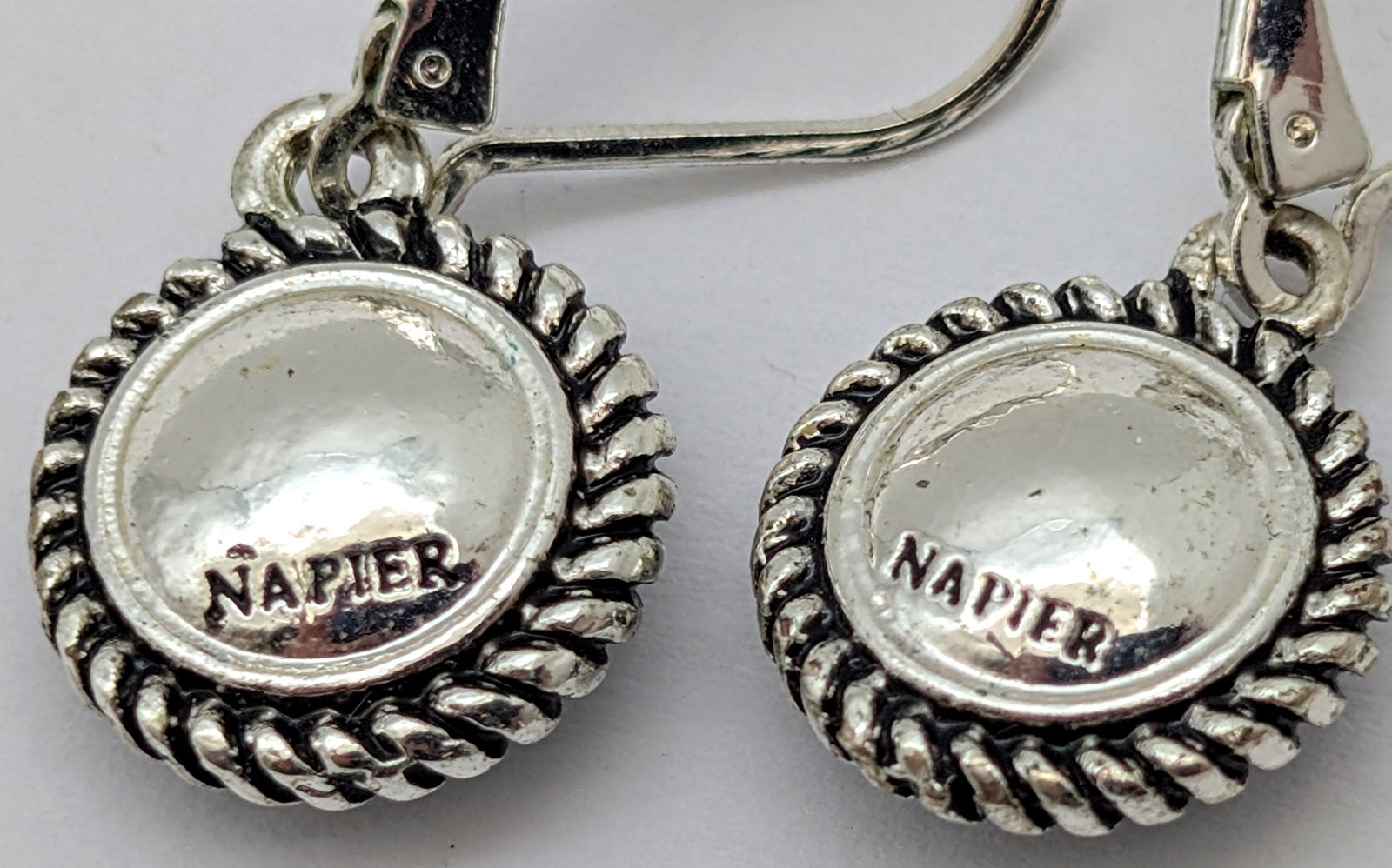 Lot of 2 Napier Earrings- Gold Toned w/ Orange Stone, Silver Toned w/ Blue Stones - 5