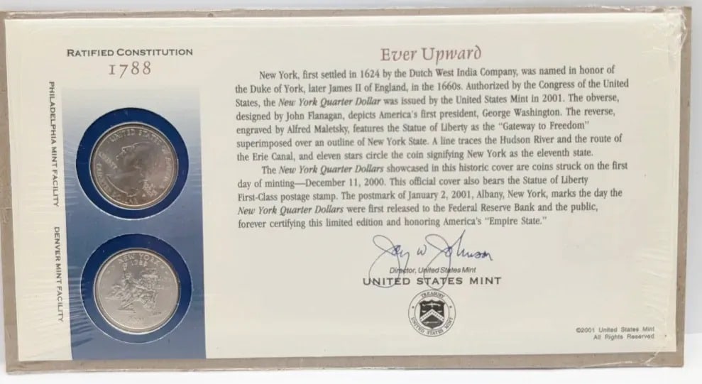 2000 US Mint First Day Issue State Quarter Coin Set- New York: _