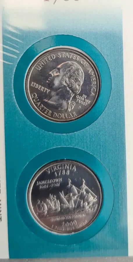 Lot of 2 US Mint First Day of Issue State Quarter Coin Sets- 1999 MA, 2000 VA - 3
