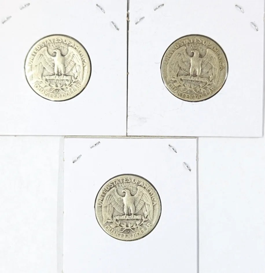 Lot of 3 Silver Washington Quarters - 1942, 1946, 1948 - 2