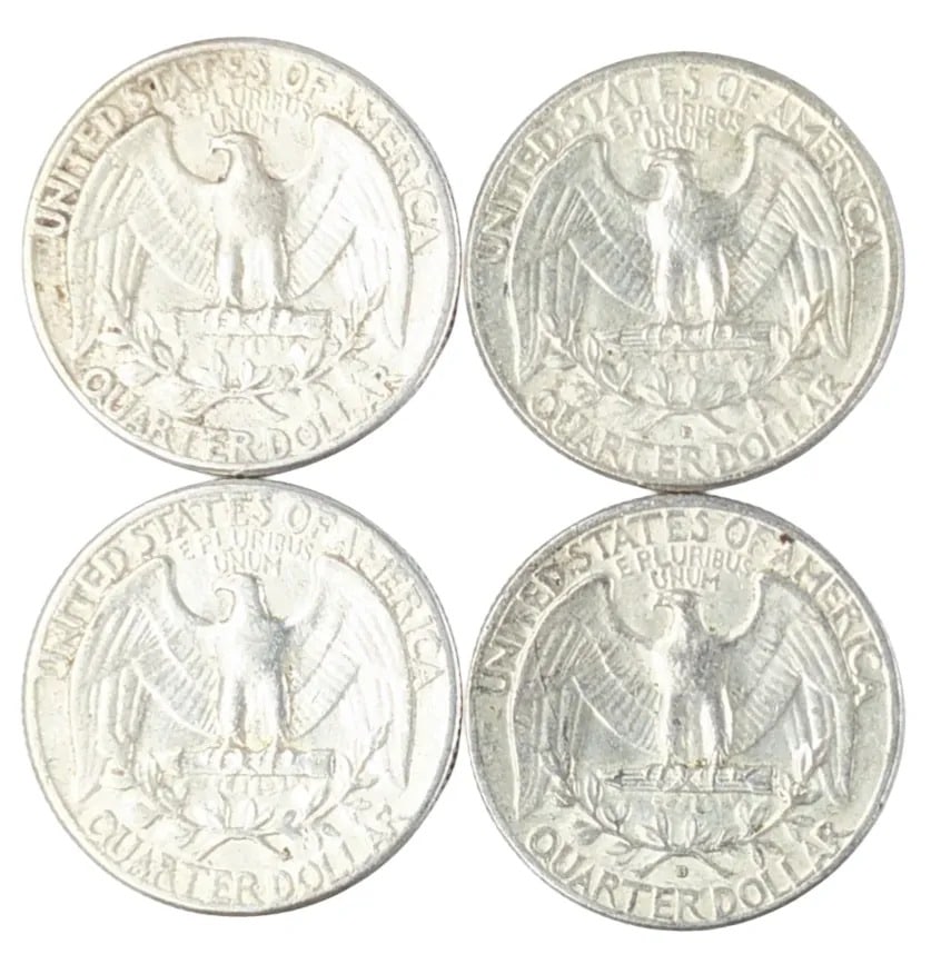 Lot of 4 Silver Washington Quarters - 1961-1964 - 2