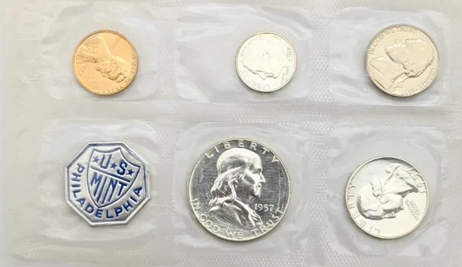 1957 US Silver Proof Set w/ Silver Half, Quarter, & Dime (1 of 2)