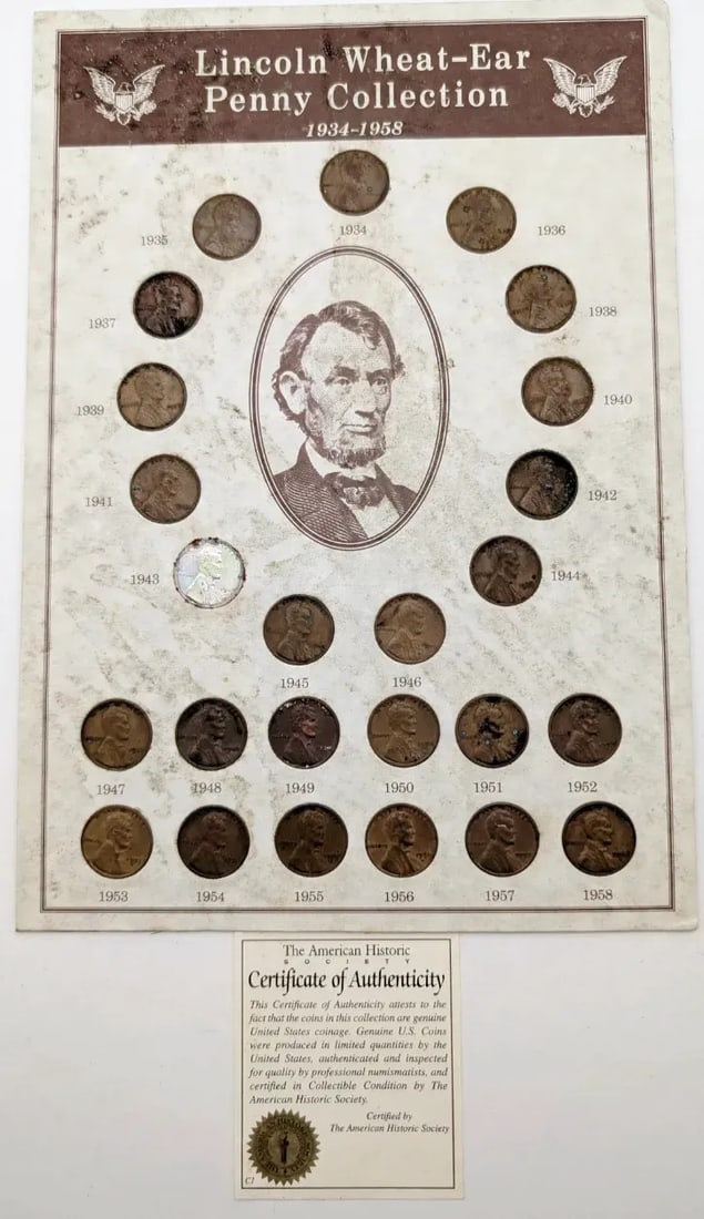 Lincoln Wheat-Ear Penny Collection- 1934-1958 - 3