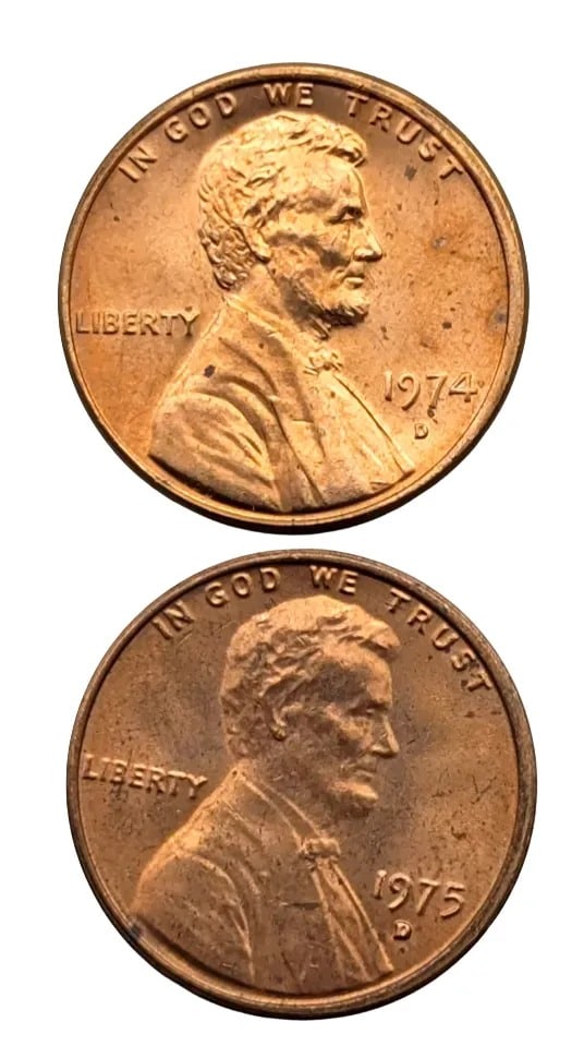 Lot of 2 Tubes of 50(each) Lincoln Cents- 1974-D, 1975-D - 2