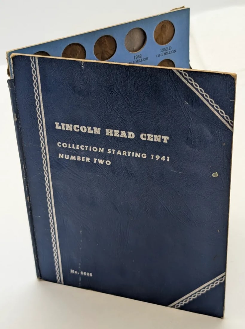 Whitman Lincoln Head Cent Coin Album Number Two: w/ 57 Coins