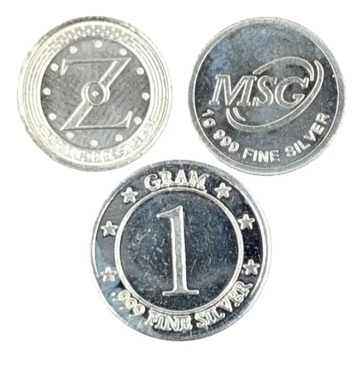 Lot of 3- 1 Gram .999 Silver Rounds - 2