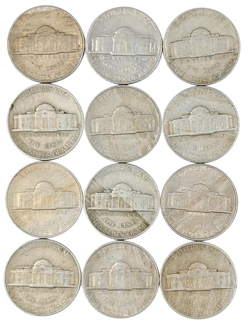 Lot of 12 Jefferson Nickels- 1946-1949 - 2
