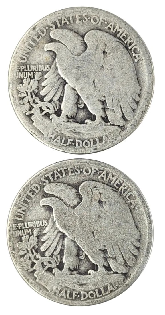 Lot of 2 Silver Walking Liberty Half Dollars - 1917, 1918 - 2
