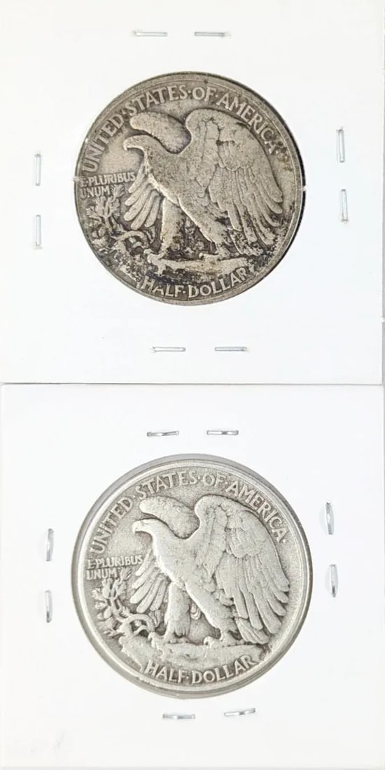 Lot of 2 Silver Walking Liberty Half Dollars - 1943, 1945 - 2