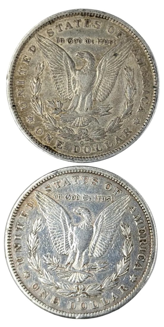 Lot of 2 Morgan Silver Dollars - 1887 O/S - 2