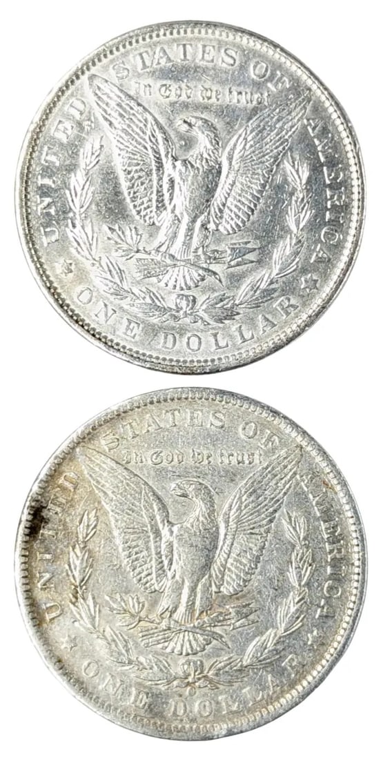 Lot of 2 Morgan Silver Dollars - 1890 P/O - 2
