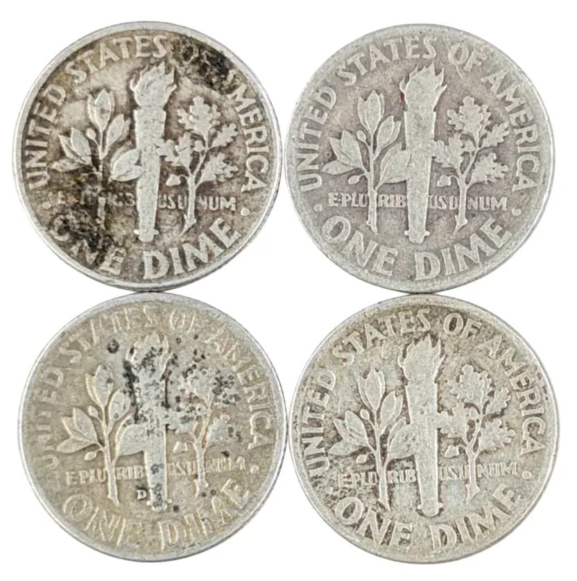 Lot of 4 Silver Roosevelt Dimes- 1946-1949 - 2