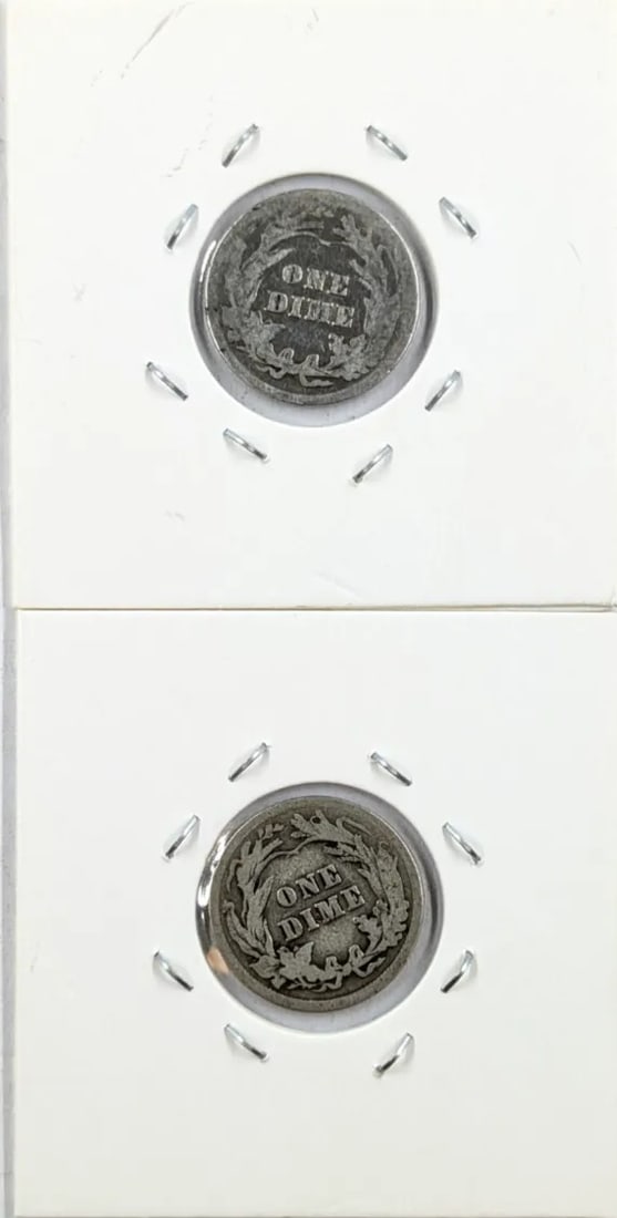 Lot of 2 Silver Barber Dimes - 1913 and 1916 - 2