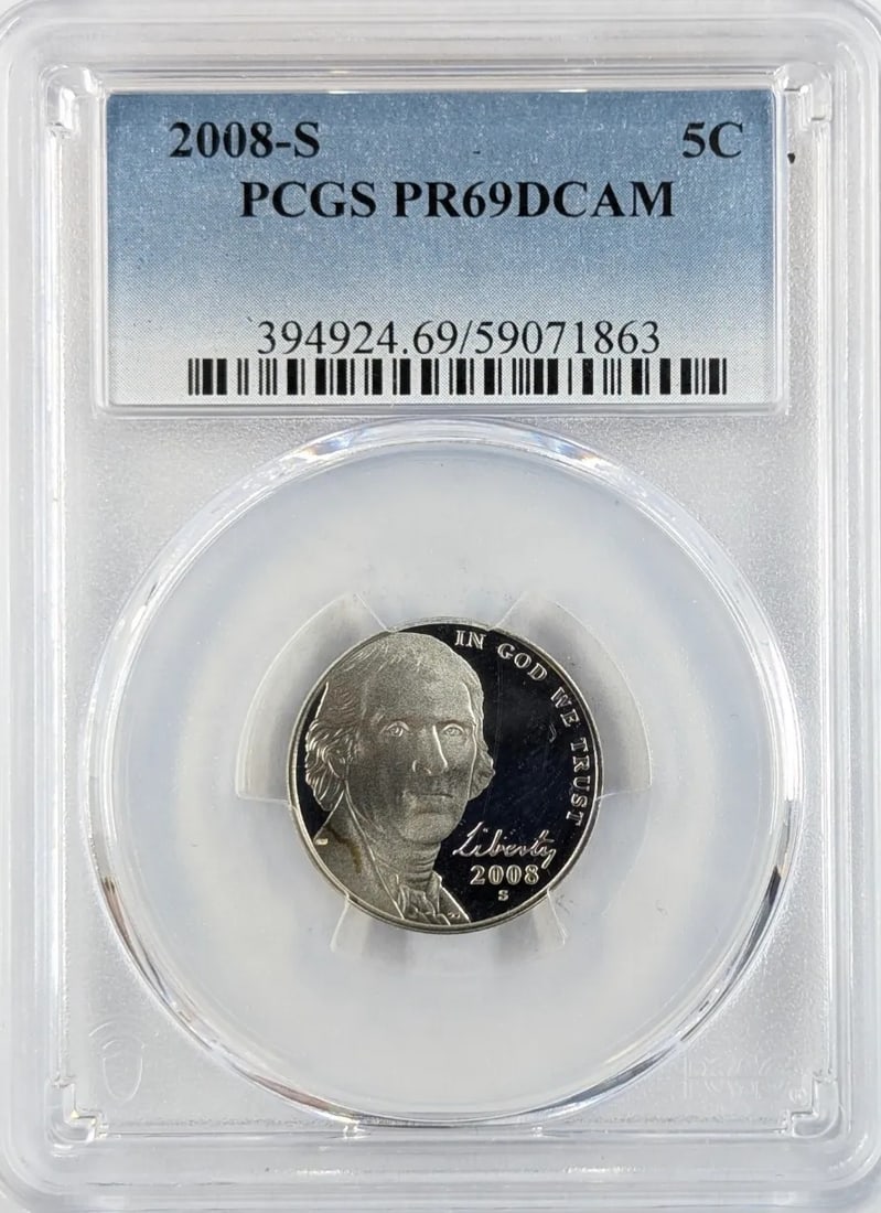 PCGS 2008-S PR69 DCAM Jefferson Nickel: _