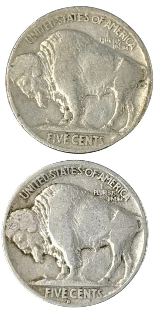 Lot of 2 Buffalo Head Nickels - 1928 P/D - 2