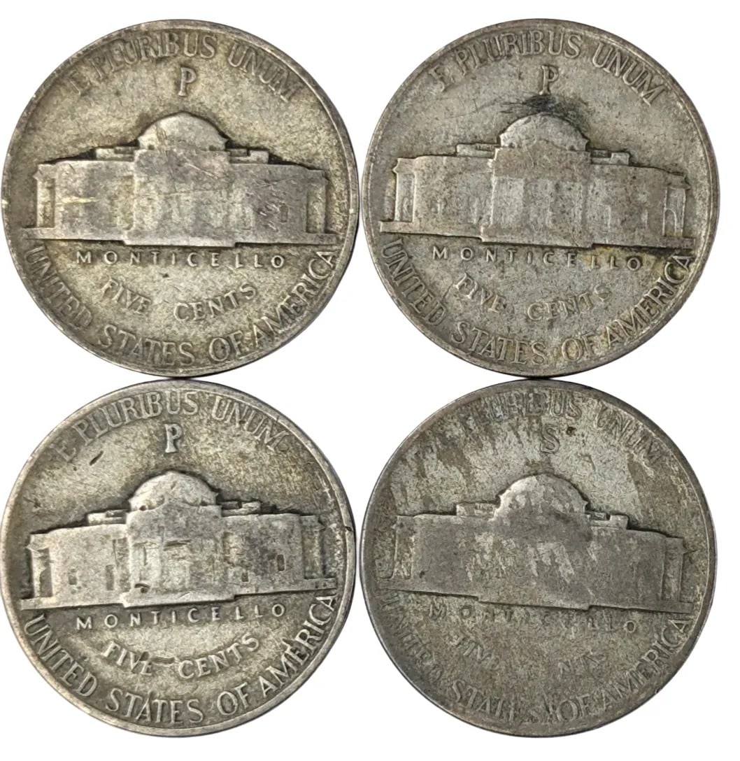 Lot of 4 Silver War Nickels - 1943-1945 - 2