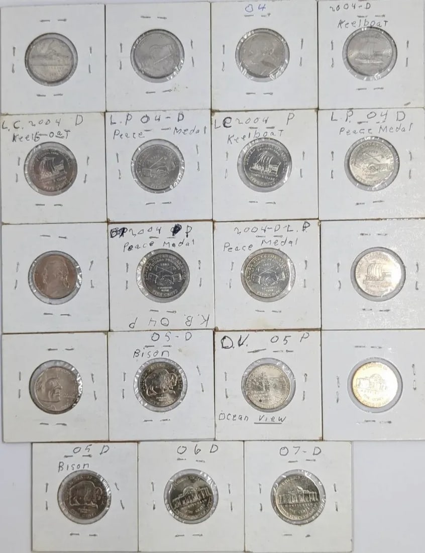 Large Lot of 19 Jefferson Nickels- 2003-2007 - 2