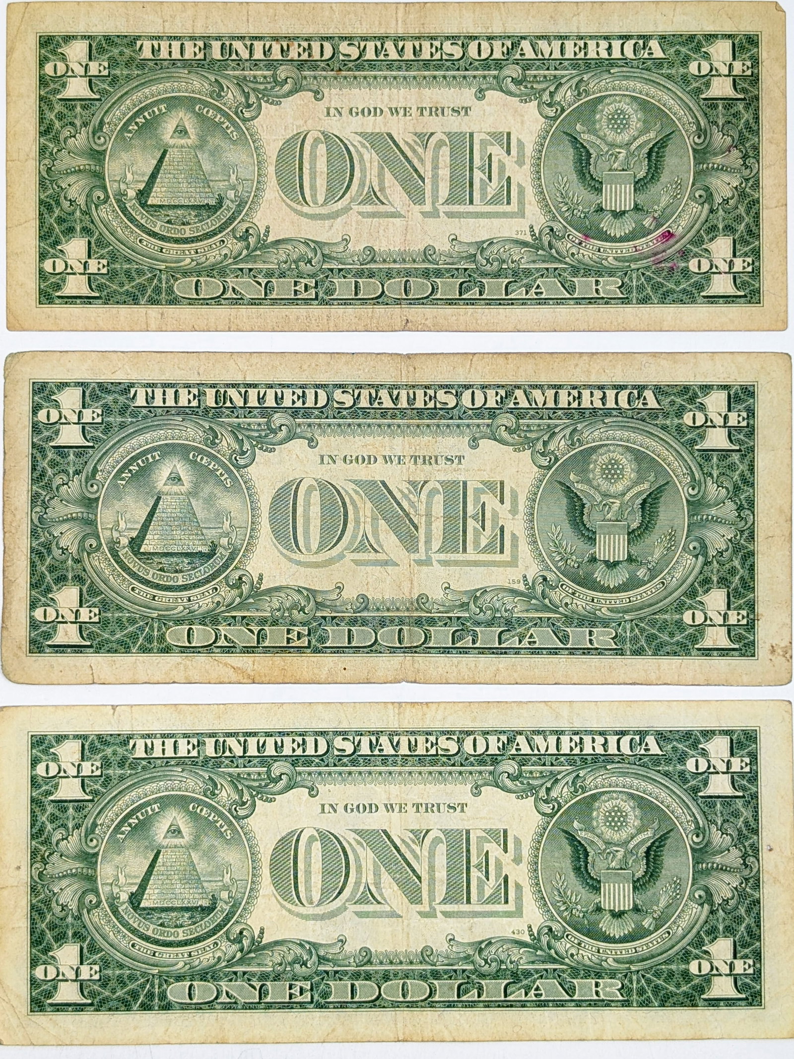 Lot of 3 1957 $1 Notes - Silver Certificates - 2
