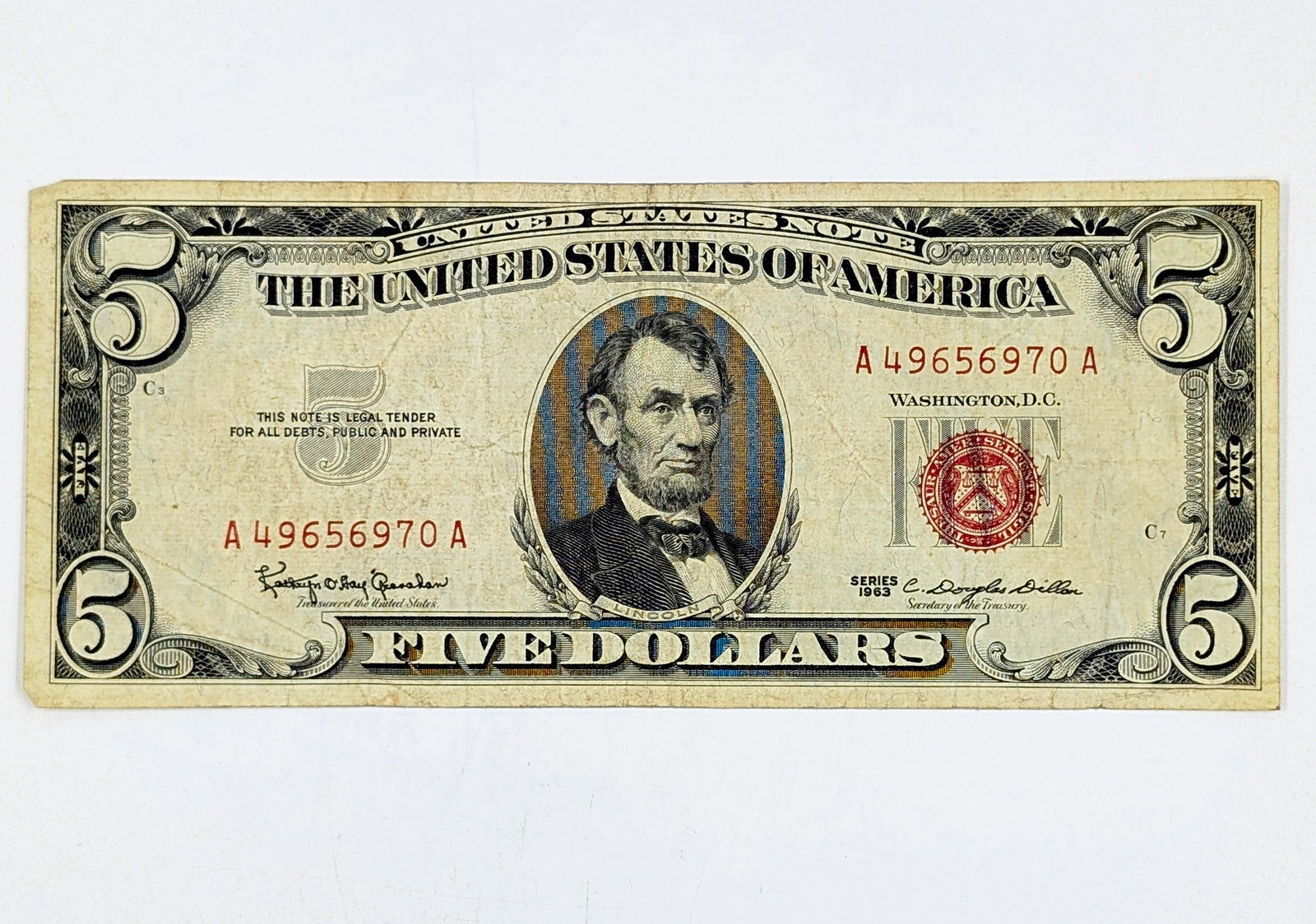 1963 $5 Note - Red Seal: Circulated