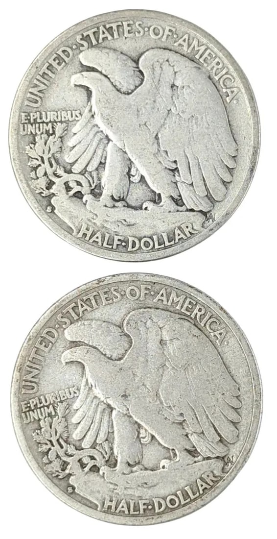 Lot of 2 Silver Walking Liberty Half Dollars - 1935-S, 1936-S - 2