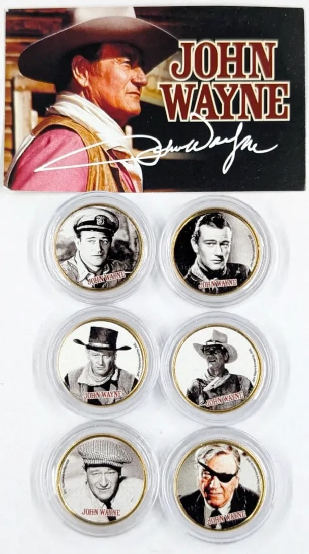 Lot of 6 John Wayne Commemorative Coin Set: _