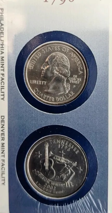 Lot of 2 US Mint First Day of Issue State Quarter Coin Sets- 2001 TN, KY - 2