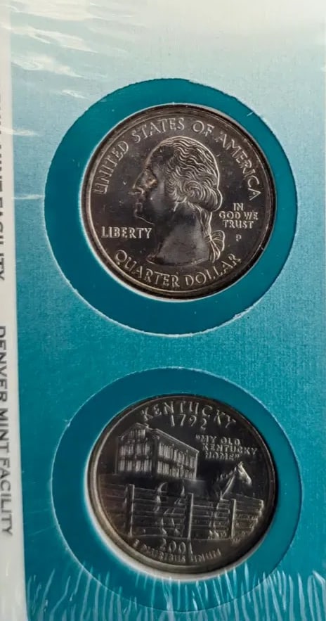 Lot of 2 US Mint First Day of Issue State Quarter Coin Sets- 2001 TN, KY - 3