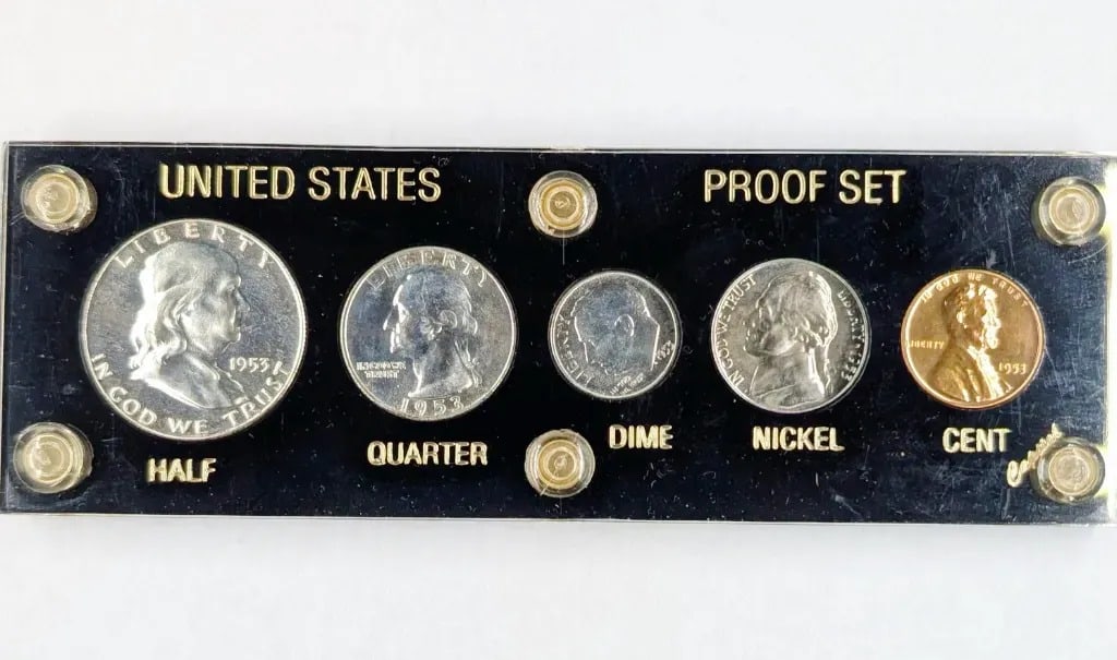 FEATURE -1953 US Silver Proof Set w/ Silver Half, Quarter, & Dime in a Capital Case: _