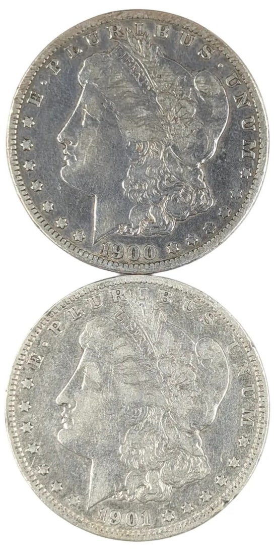 Lot of 2 Morgan Silver Dollars - 1900-O, 1901-O (1 of 2)