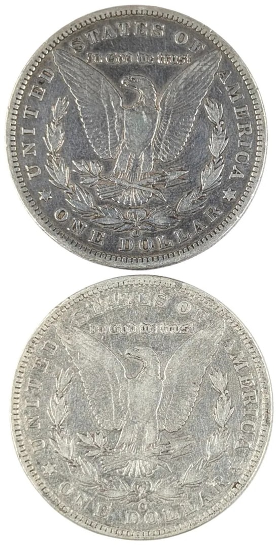 Lot of 2 Morgan Silver Dollars - 1900-O, 1901-O - 2