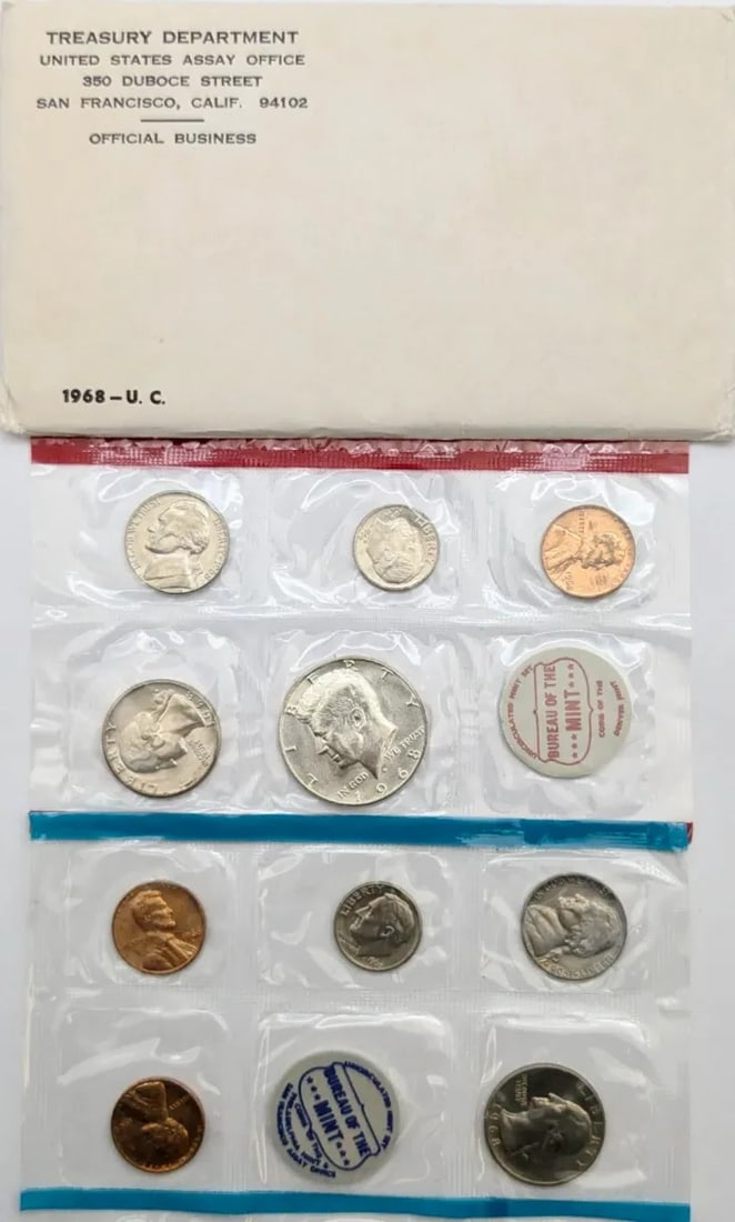 1968 US Uncirculated Set w/ Silver JFK Half: _