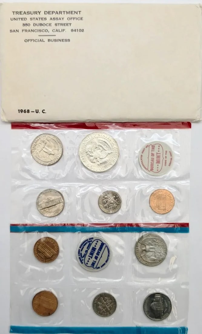1968 US Uncirculated Set w/ Silver JFK Half - 2