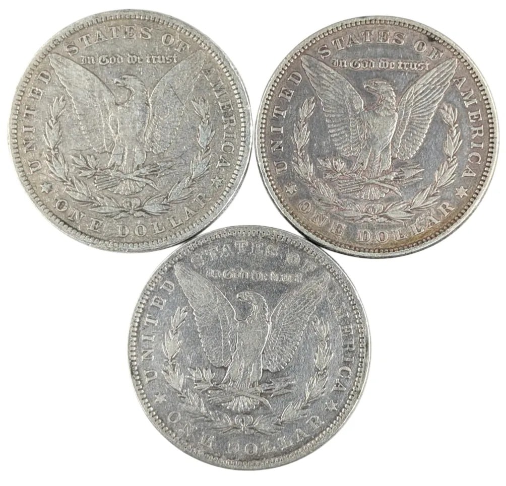 Lot of 3 Morgan Silver Dollars - 1879, 1882, 1883 - 2