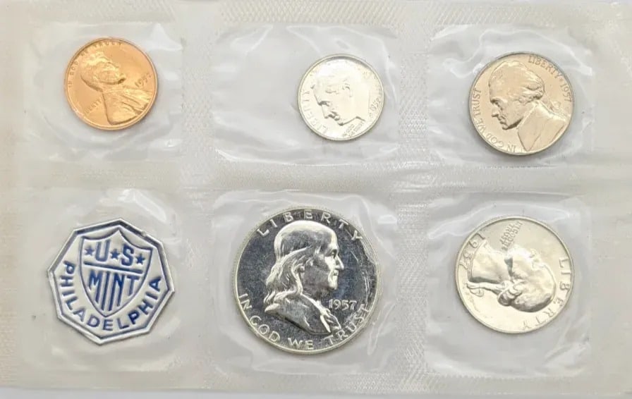 1957 US Silver Proof Set w/ Silver Half, Quarter, & Dime (1 of 2)